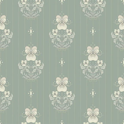 A-Street Prints Savanna Gullvie Pansies Wallpaper - Seafoam