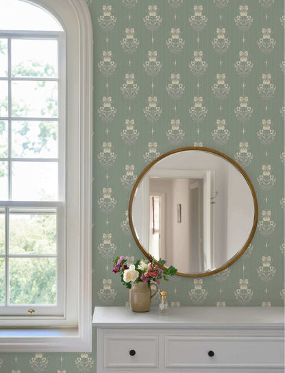 A-Street Prints Savanna Gullvie Pansies Wallpaper - Seafoam