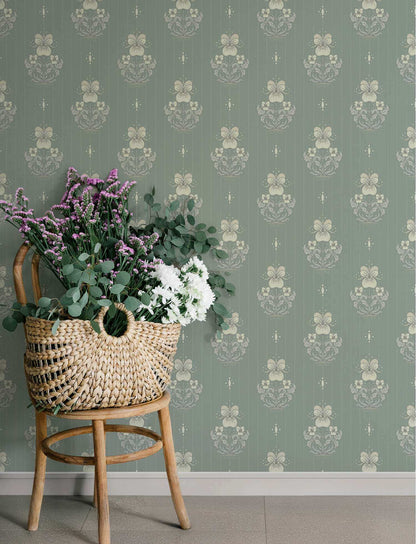 A-Street Prints Savanna Gullvie Pansies Wallpaper - Seafoam