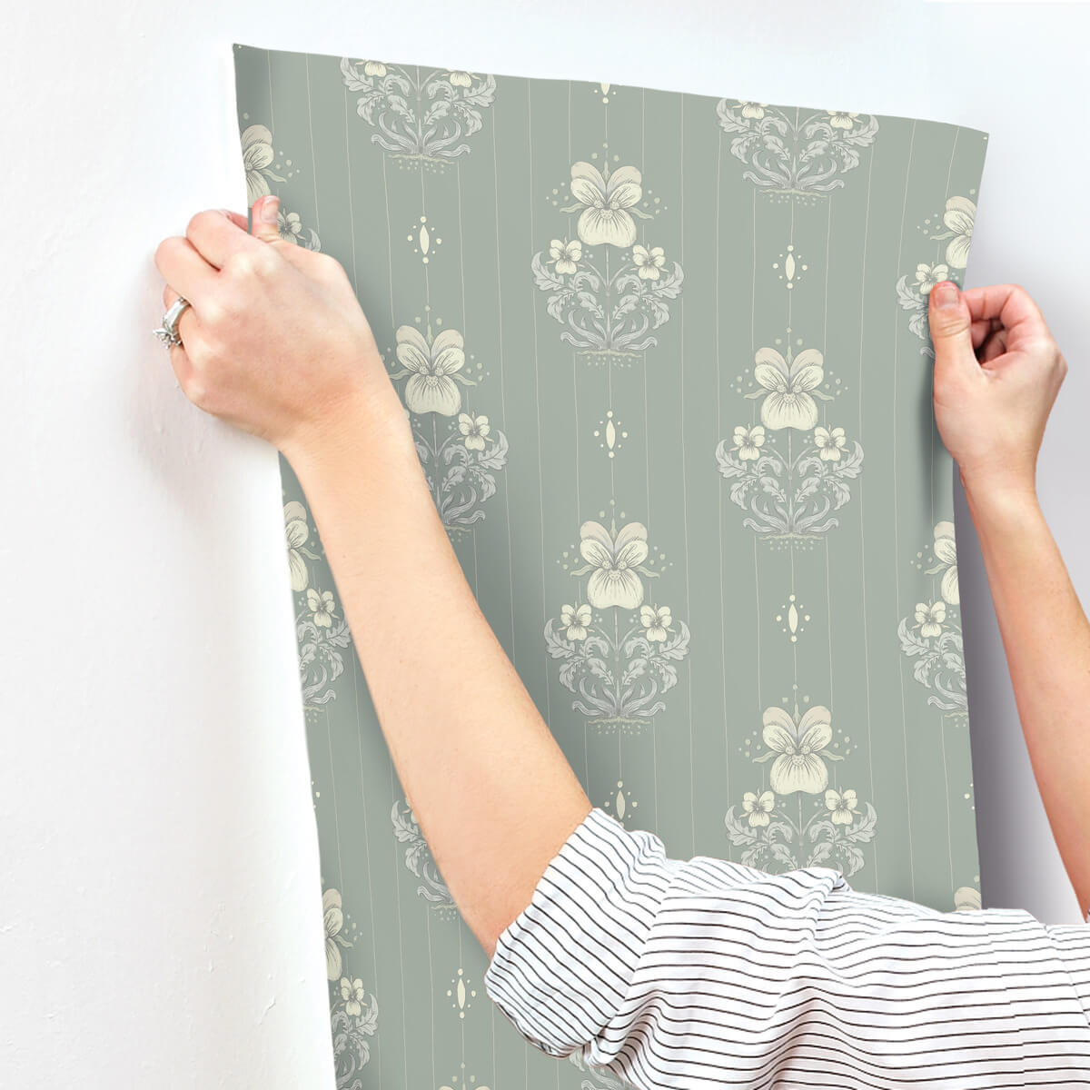 A-Street Prints Savanna Gullvie Pansies Wallpaper - Seafoam
