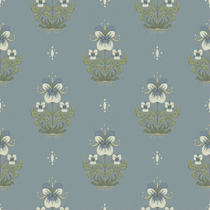 A-Street Prints Savanna Gullvie Pansies Wallpaper Sample - Light Blue