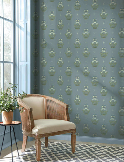 A-Street Prints Savanna Gullvie Pansies Wallpaper Sample - Light Blue