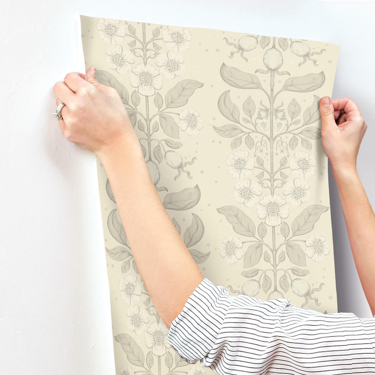 A-Street Prints Savanna Rosa Floral Wallpaper - Cream