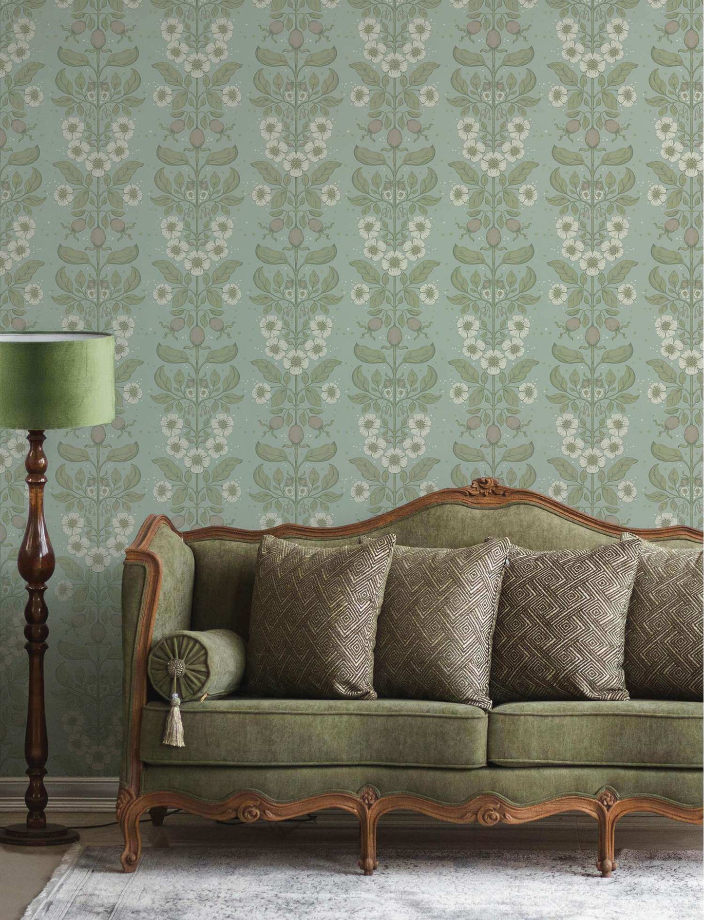 A-Street Prints Savanna Rosa Floral Wallpaper Sample - Sky Blue
