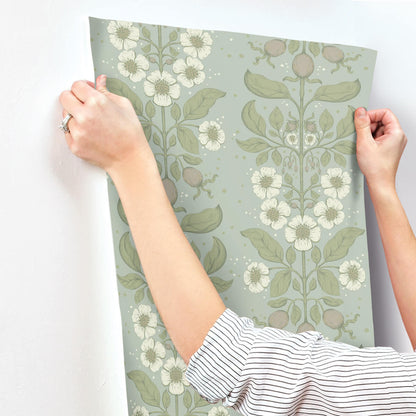 A-Street Prints Savanna Rosa Floral Wallpaper Sample - Sky Blue