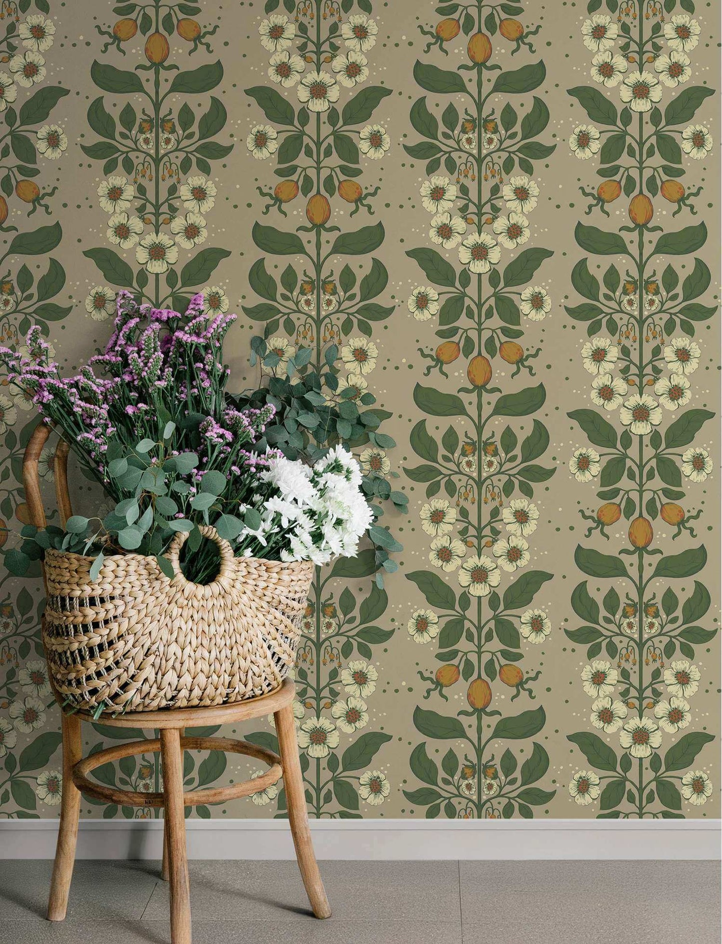 A-Street Prints Savanna Rosa Floral Wallpaper Sample - Light Brown