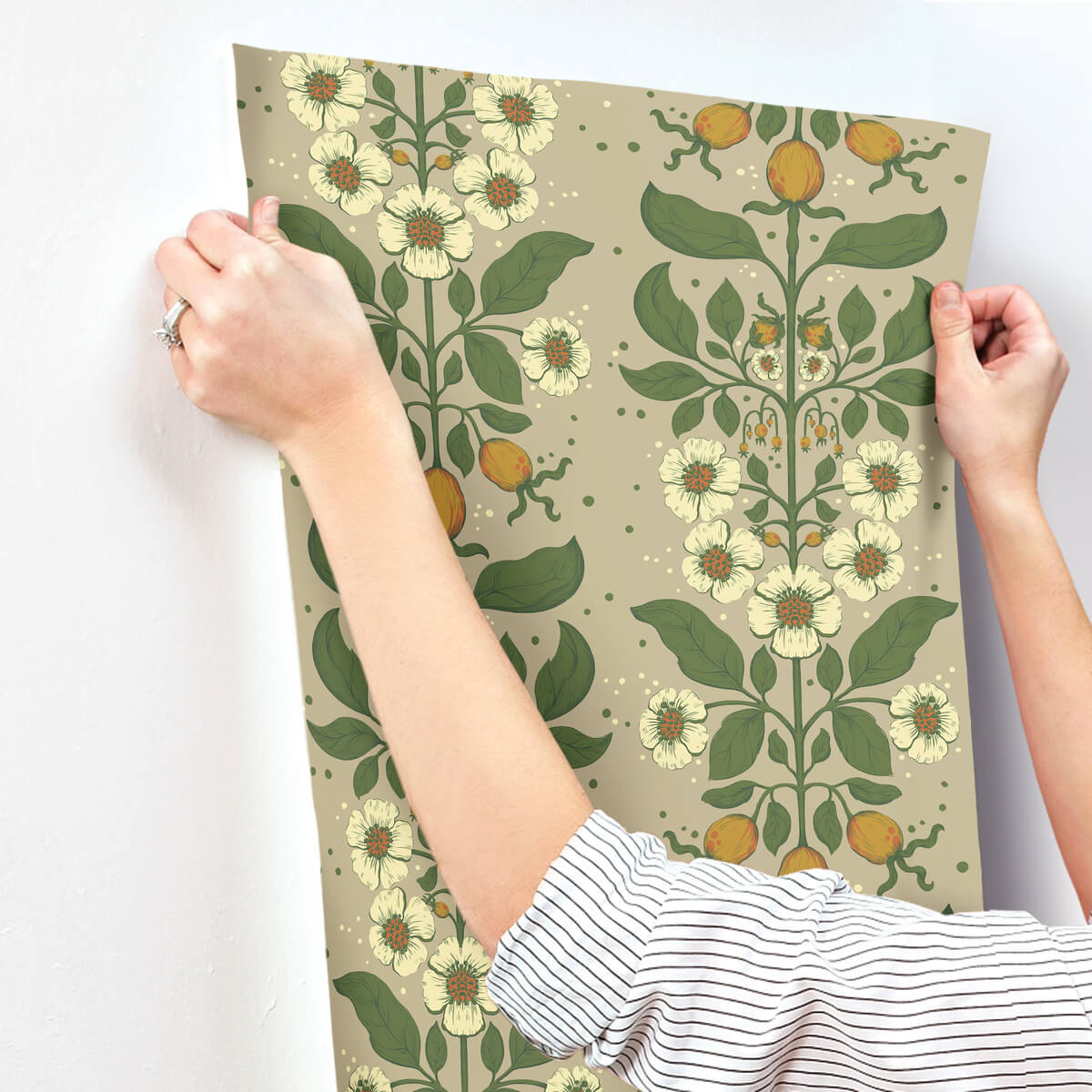 A-Street Prints Savanna Rosa Floral Wallpaper Sample - Light Brown