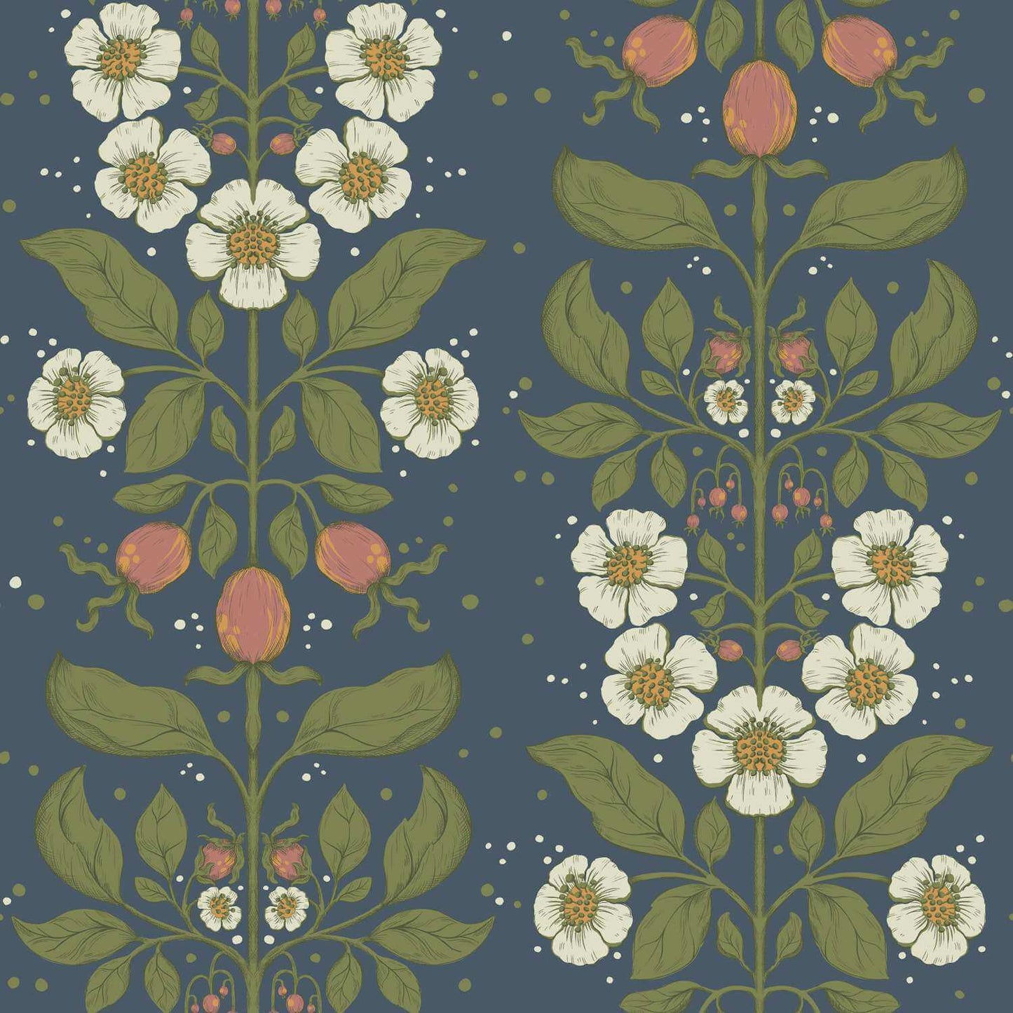 A-Street Prints Savanna Rosa Floral Wallpaper Sample - Navy