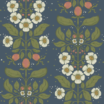 A-Street Prints Savanna Rosa Floral Wallpaper Sample - Navy