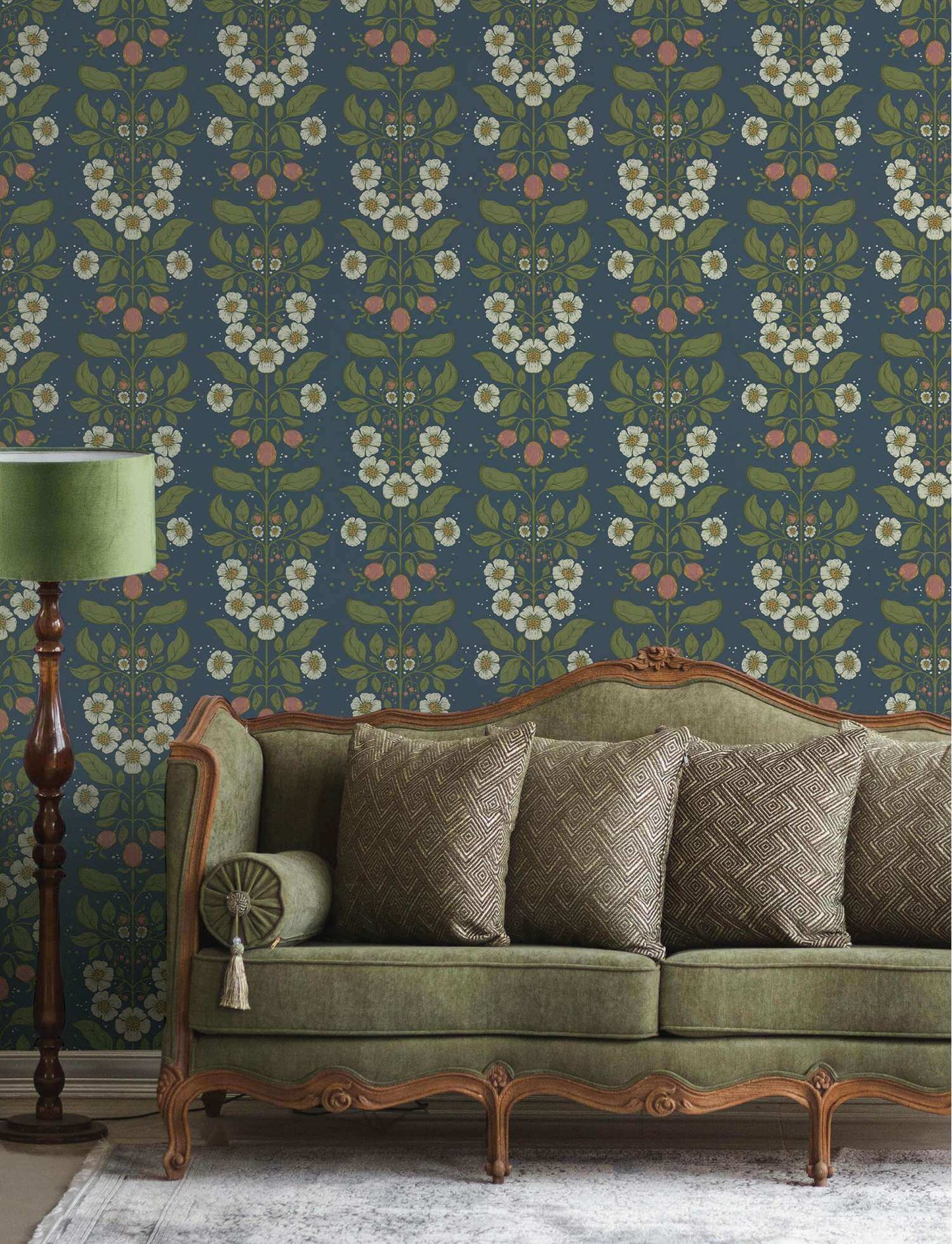 A-Street Prints Savanna Rosa Floral Wallpaper Sample - Navy