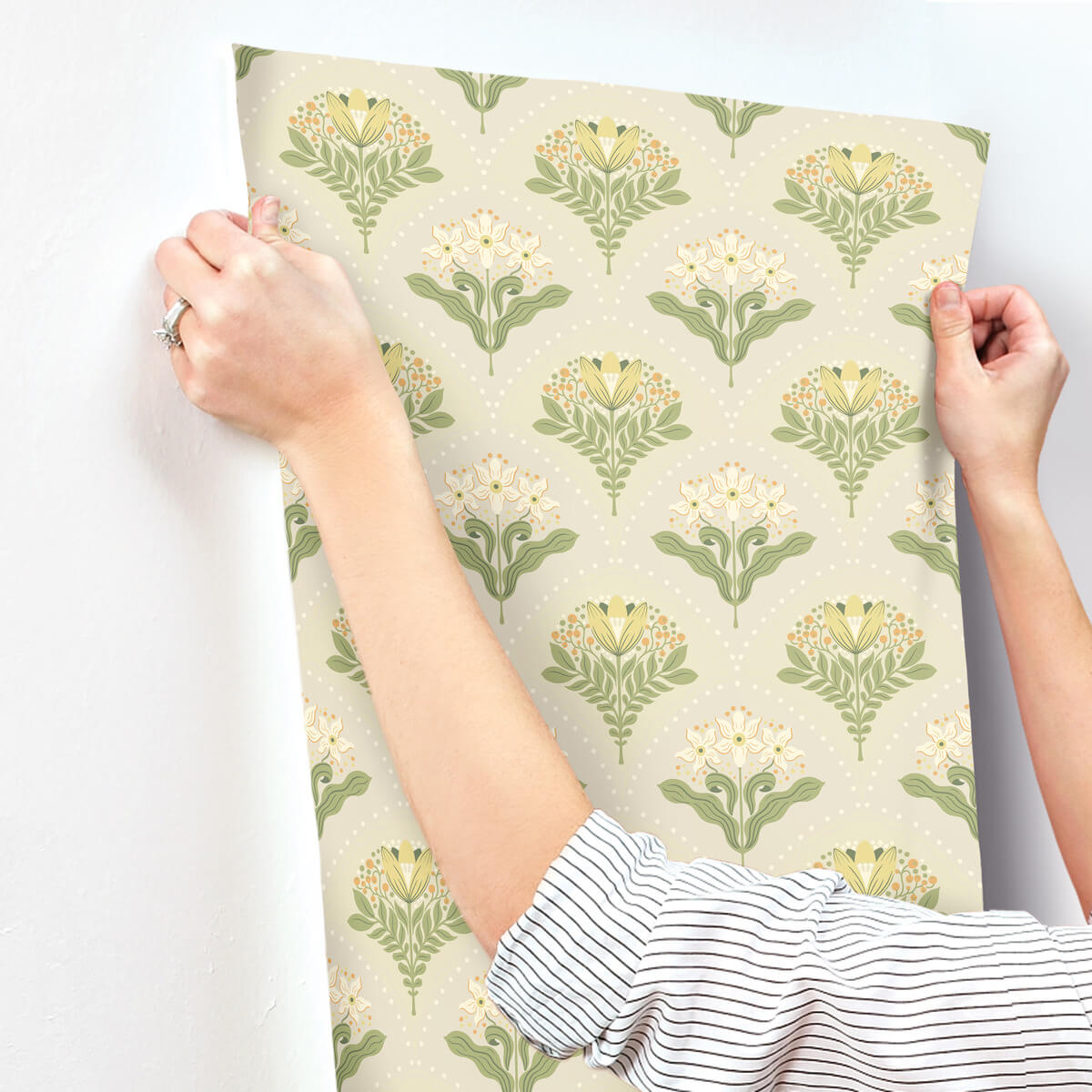 A-Street Prints Savanna Maj Damask Wallpaper Sample - Light Grey