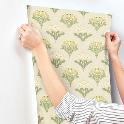 A-Street Prints Savanna Maj Damask Wallpaper Sample - Light Grey