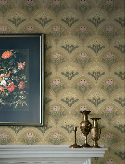 A-Street Prints Savanna Maj Damask Wallpaper Sample - Light Brown