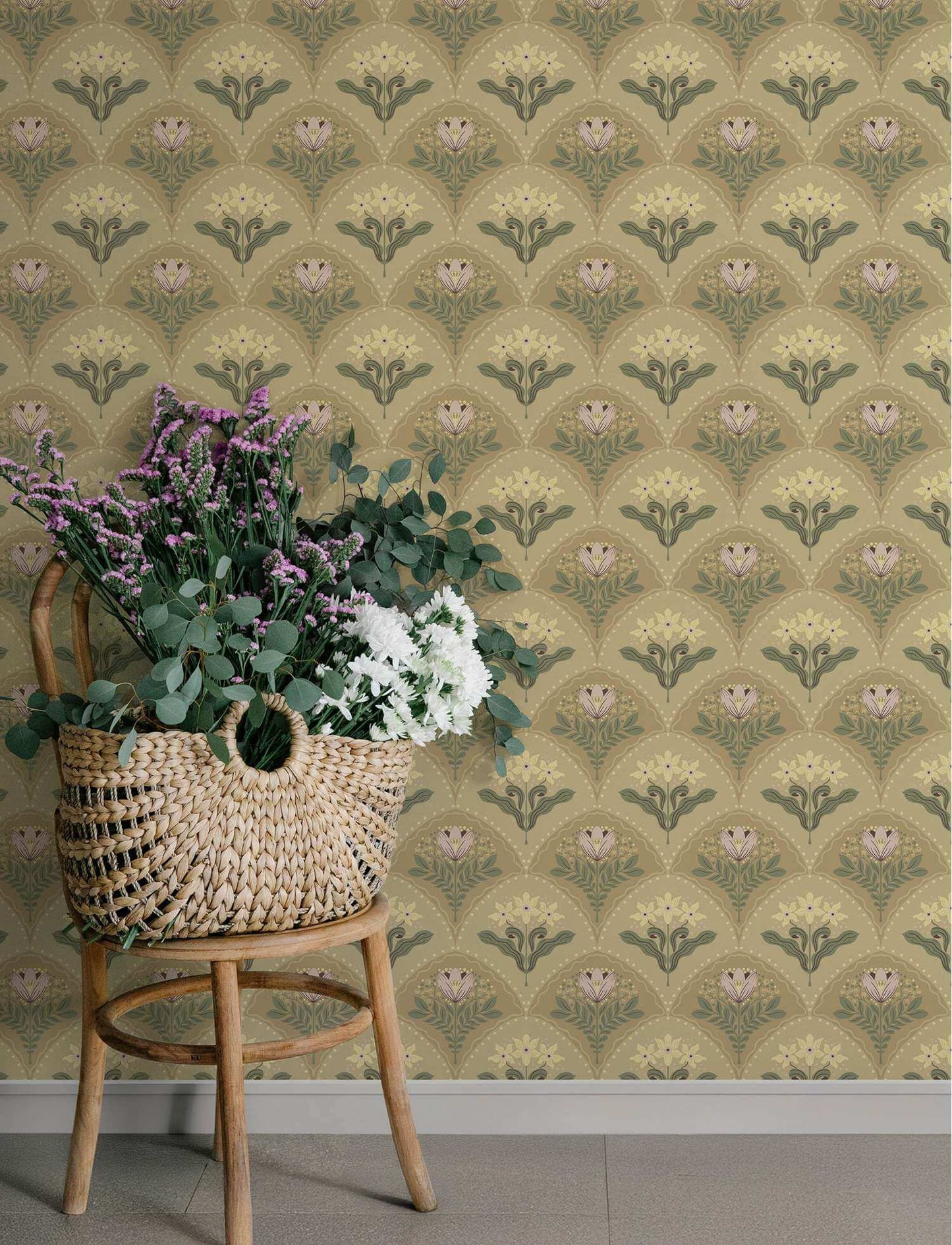 A-Street Prints Savanna Maj Damask Wallpaper Sample - Light Brown