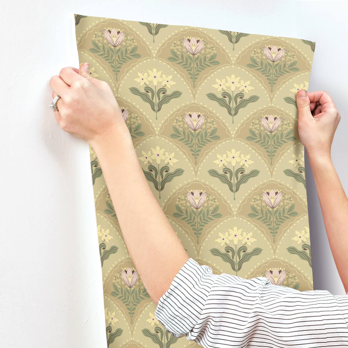 A-Street Prints Savanna Maj Damask Wallpaper Sample - Light Brown