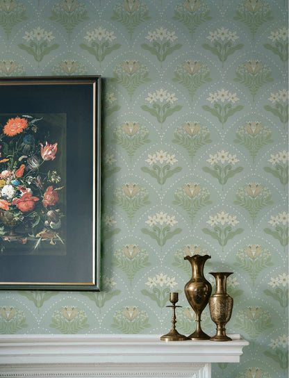 A-Street Prints Savanna Maj Damask Wallpaper Sample - Sky Blue
