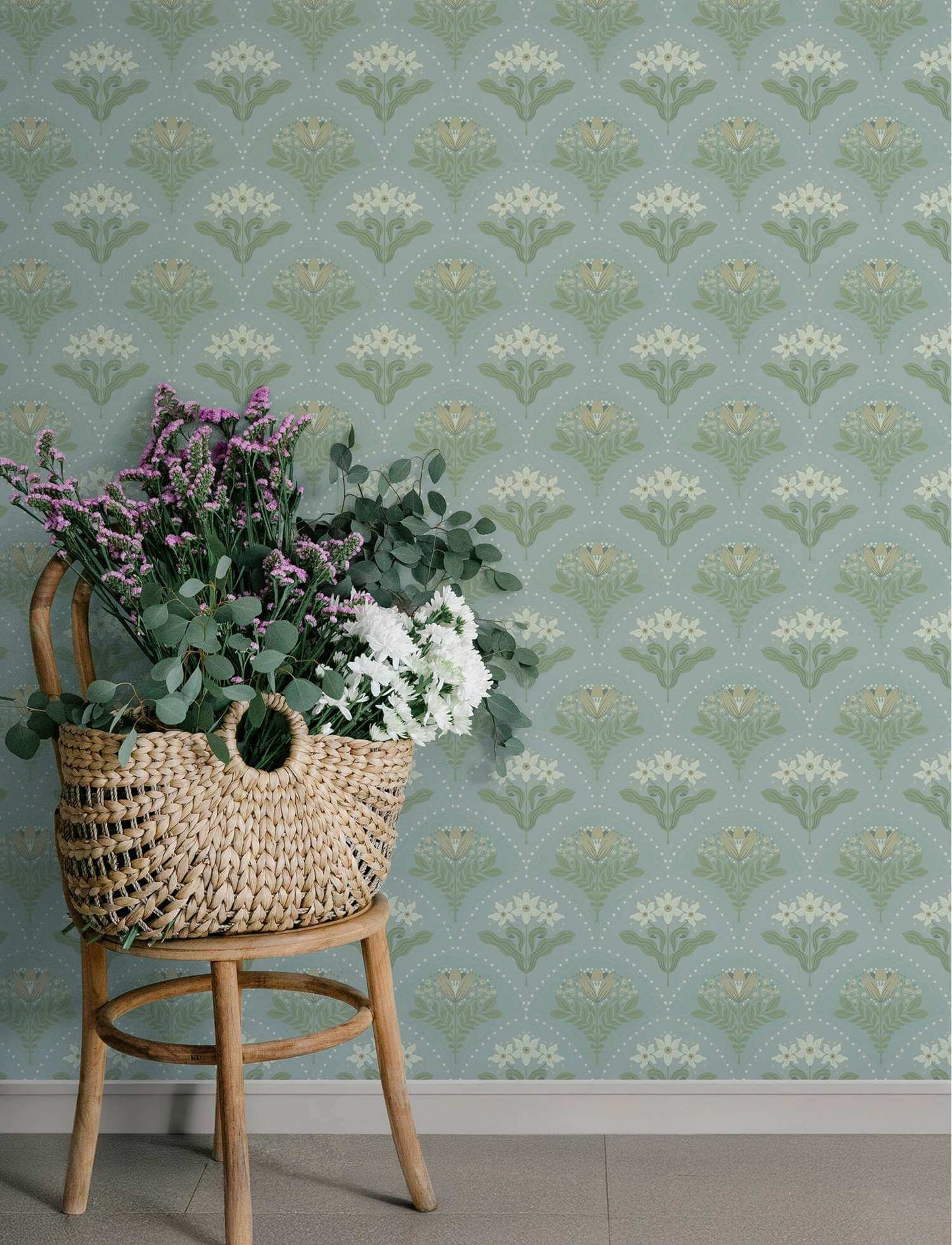 A-Street Prints Savanna Maj Damask Wallpaper Sample - Sky Blue