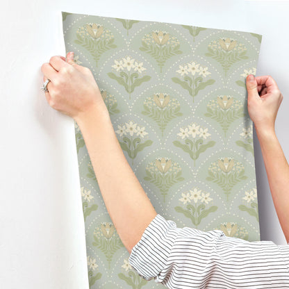 A-Street Prints Savanna Maj Damask Wallpaper Sample - Sky Blue