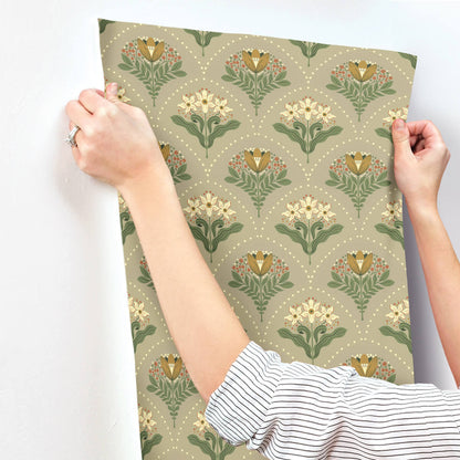 A-Street Prints Savanna Maj Damask Wallpaper Sample - Taupe