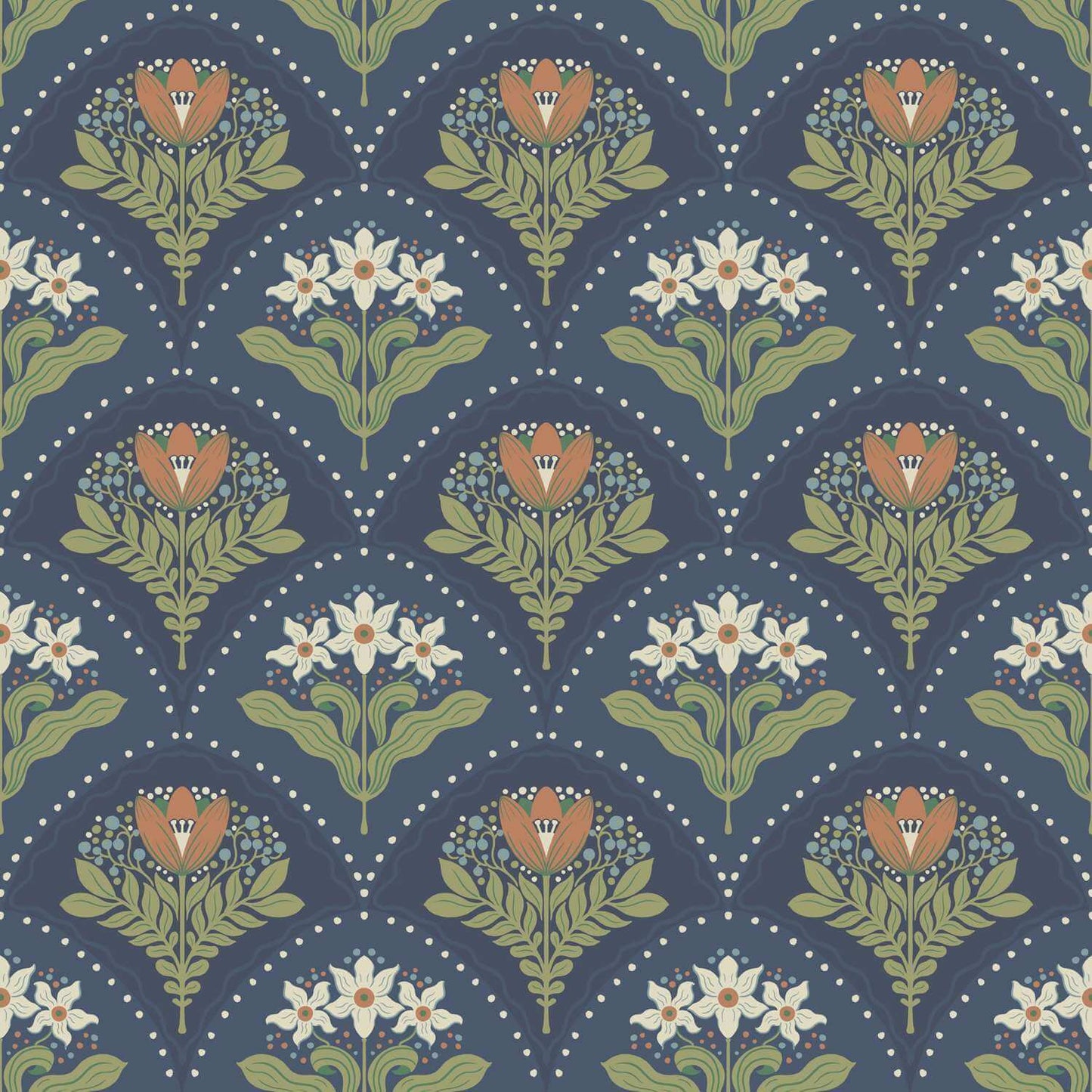 A-Street Prints Savanna Maj Damask Wallpaper - Navy