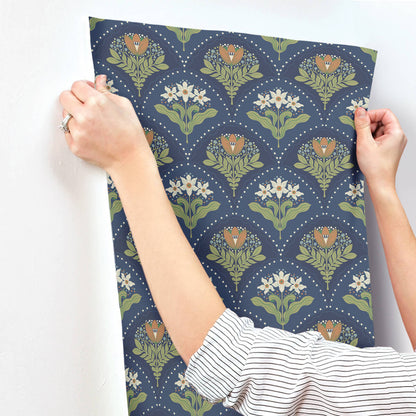 A-Street Prints Savanna Maj Damask Wallpaper - Navy