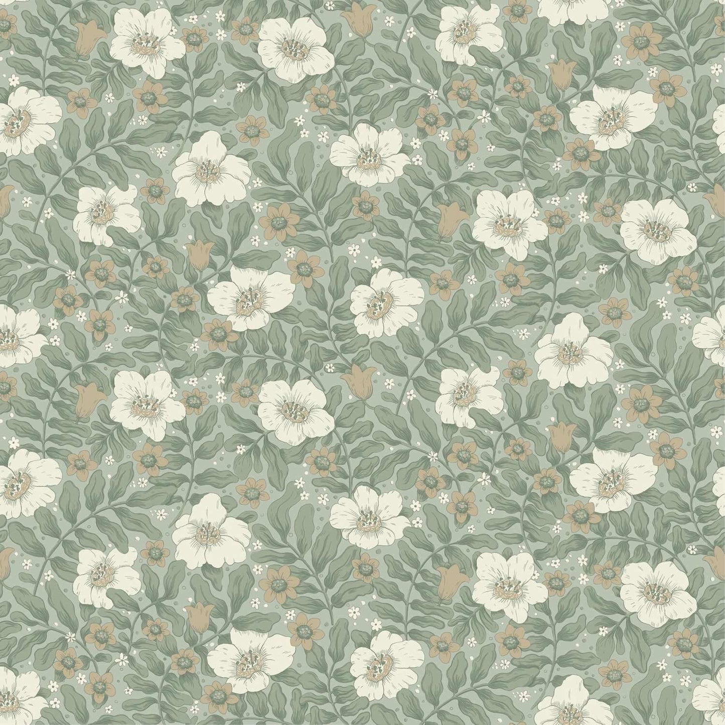 A-Street Prints Savanna Maggan Floral Wallpaper Sample - Sea Green