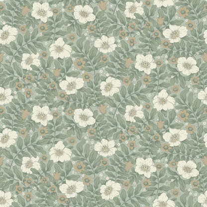 A-Street Prints Savanna Maggan Floral Wallpaper Sample - Sea Green