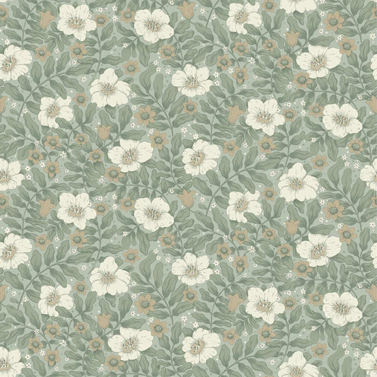 A-Street Prints Savanna Maggan Floral Wallpaper - Sea Green
