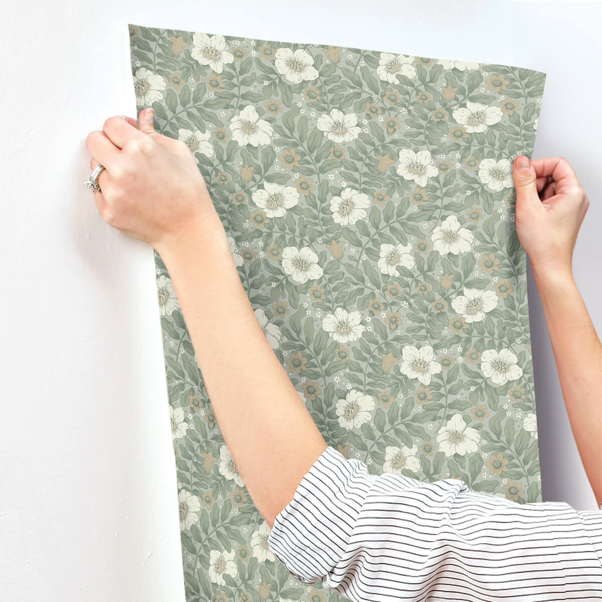 A-Street Prints Savanna Maggan Floral Wallpaper Sample - Sea Green