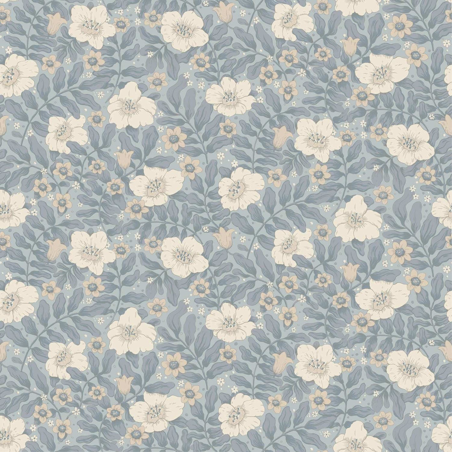A-Street Prints Savanna Maggan Floral Wallpaper - Blue