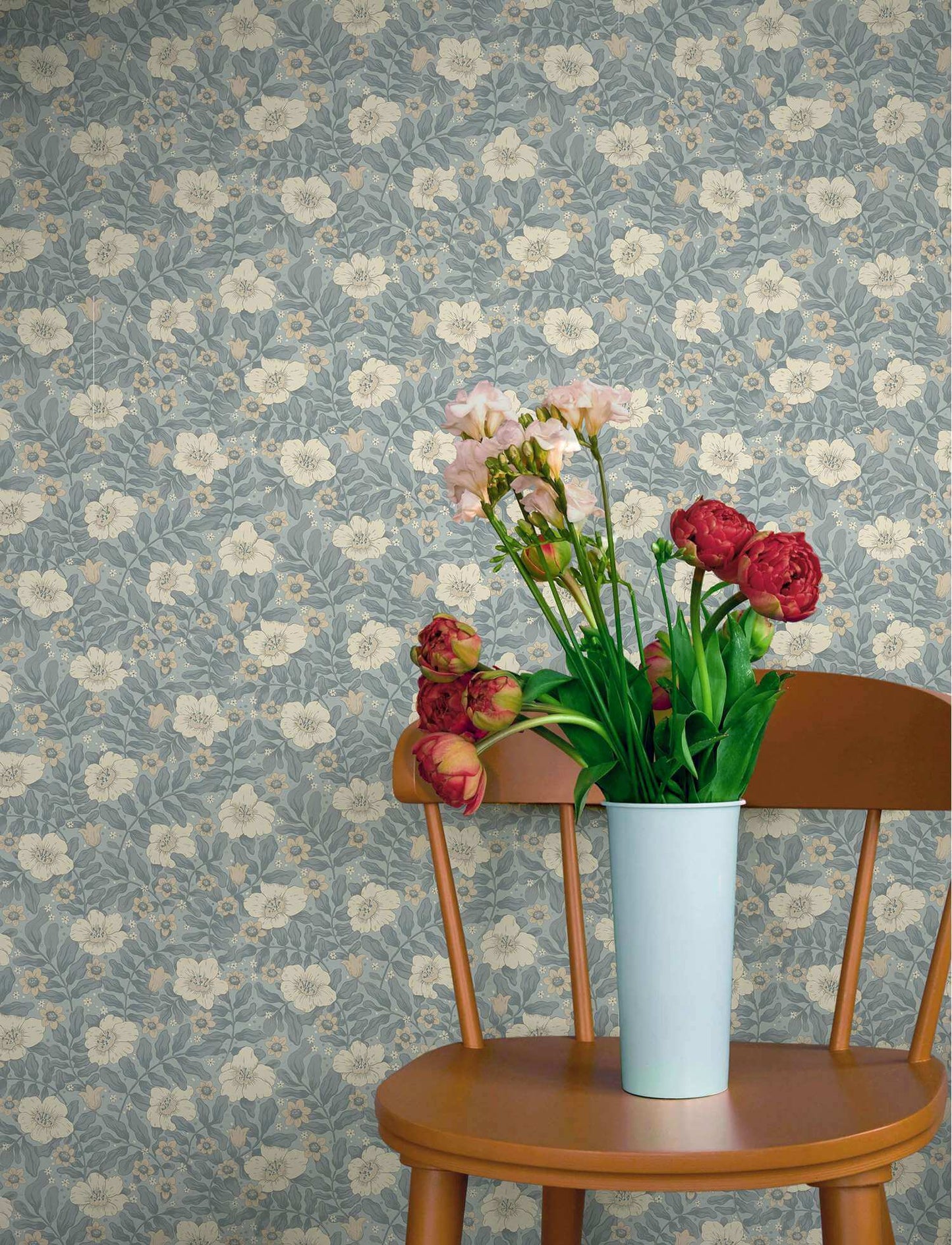 A-Street Prints Savanna Maggan Floral Wallpaper - Blue