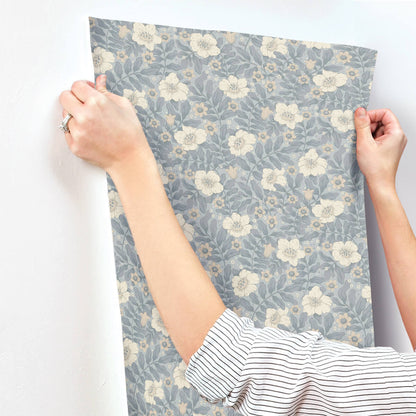 A-Street Prints Savanna Maggan Floral Wallpaper - Blue