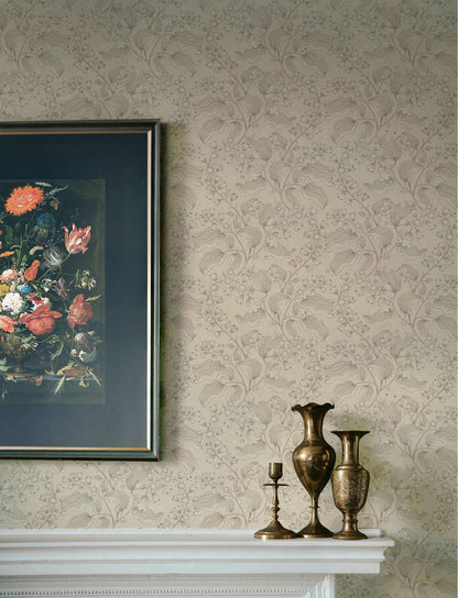 A-Street Prints Savanna Syren Floral Wallpaper Sample - Khaki