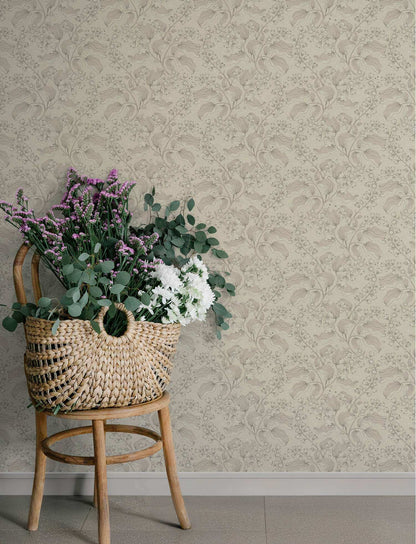 A-Street Prints Savanna Syren Floral Wallpaper Sample - Khaki