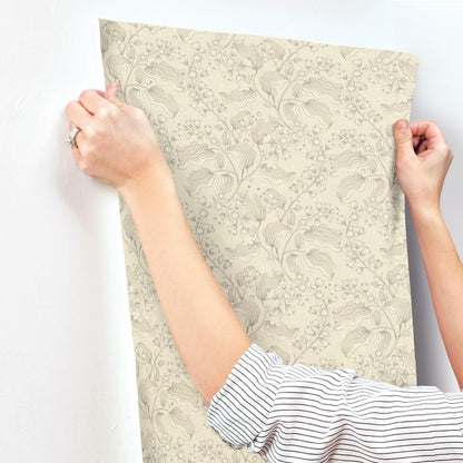 A-Street Prints Savanna Syren Floral Wallpaper Sample - Khaki