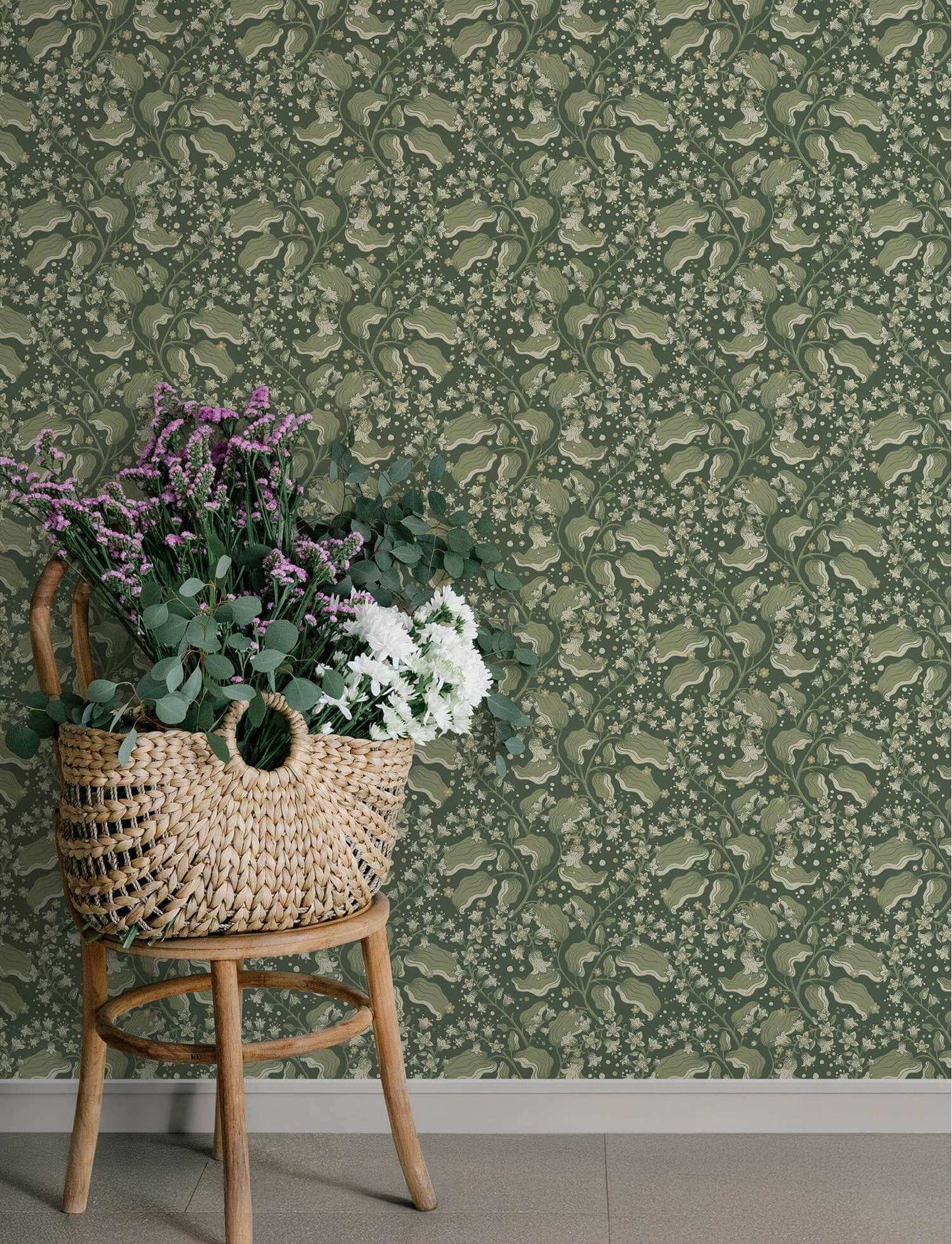 A-Street Prints Savanna Syren Floral Wallpaper - Evergreen