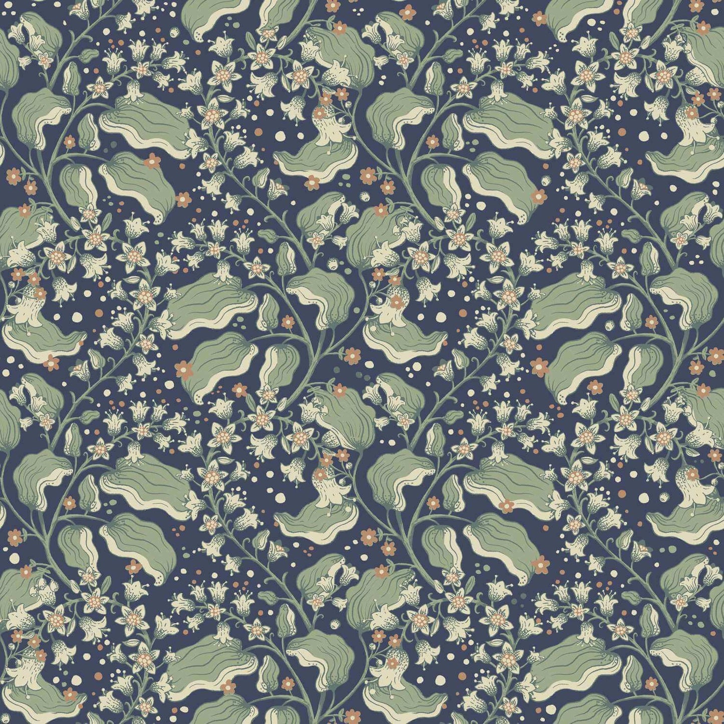 A-Street Prints Savanna Syren Floral Wallpaper Sample - Navy