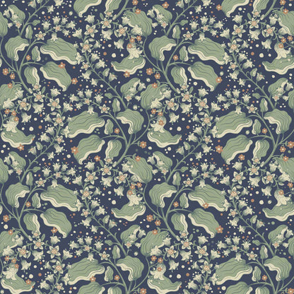 A-Street Prints Savanna Syren Floral Wallpaper Sample - Navy