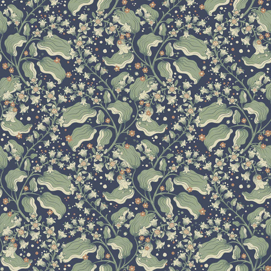 A-Street Prints Savanna Syren Floral Wallpaper - Navy