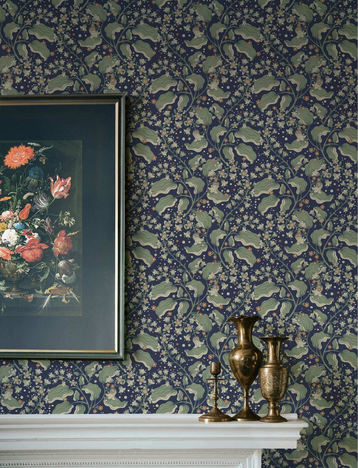 A-Street Prints Savanna Syren Floral Wallpaper Sample - Navy