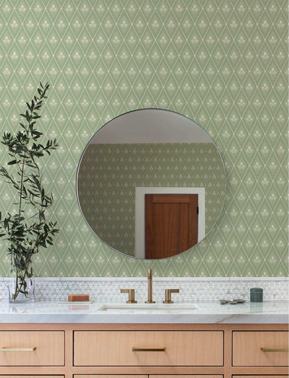 A-Street Prints Savanna Alma Diamond Wallpaper Sample - Moss