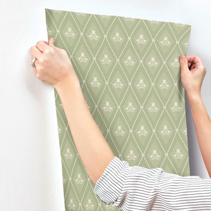 A-Street Prints Savanna Alma Diamond Wallpaper Sample - Moss