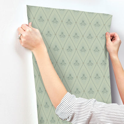 A-Street Prints Savanna Alma Diamond Wallpaper Sample - Mint