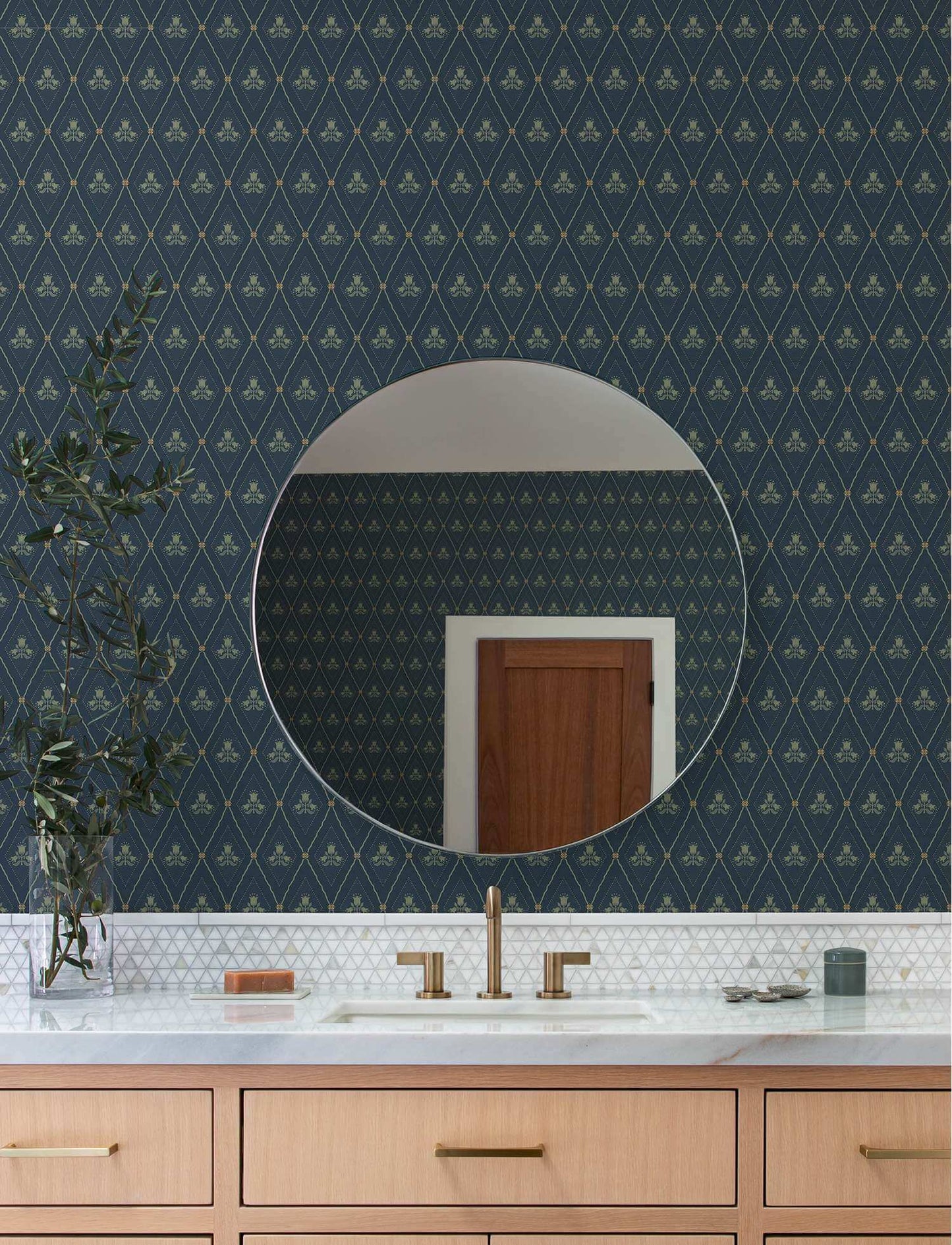 A-Street Prints Savanna Alma Diamond Wallpaper - Navy