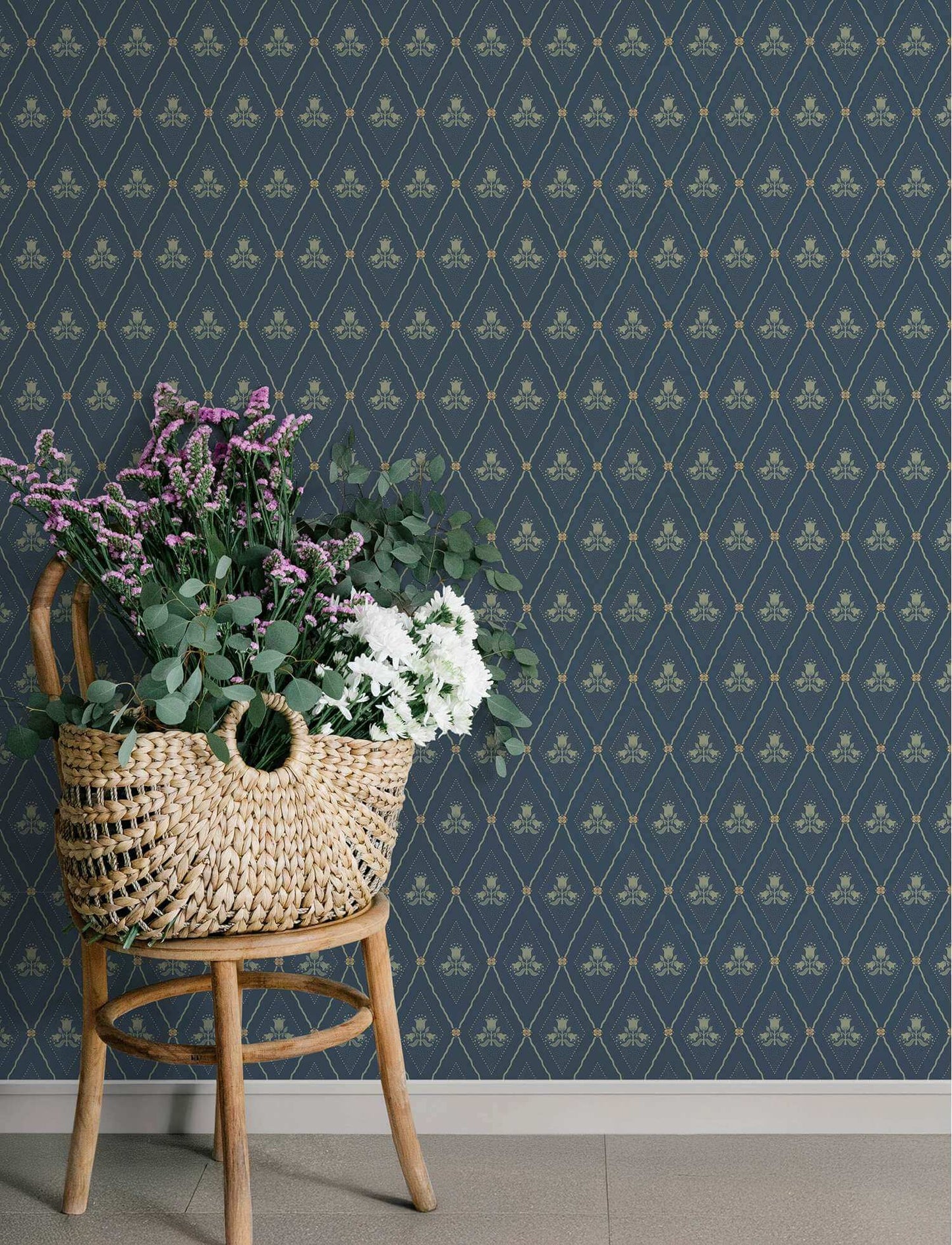 A-Street Prints Savanna Alma Diamond Wallpaper - Navy