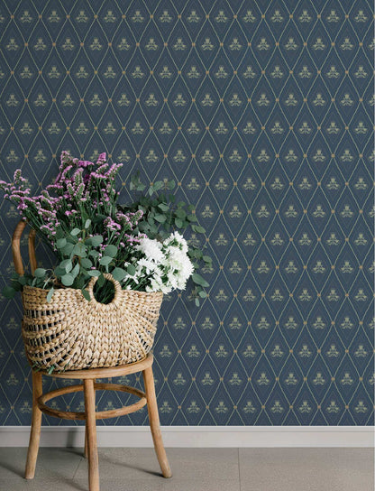A-Street Prints Savanna Alma Diamond Wallpaper - Navy
