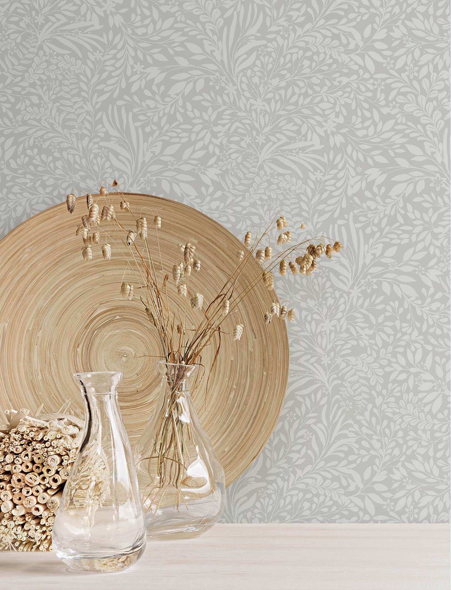 A-Street Prints Savanna Kristina Botanical Wallpaper Sample - Light Grey