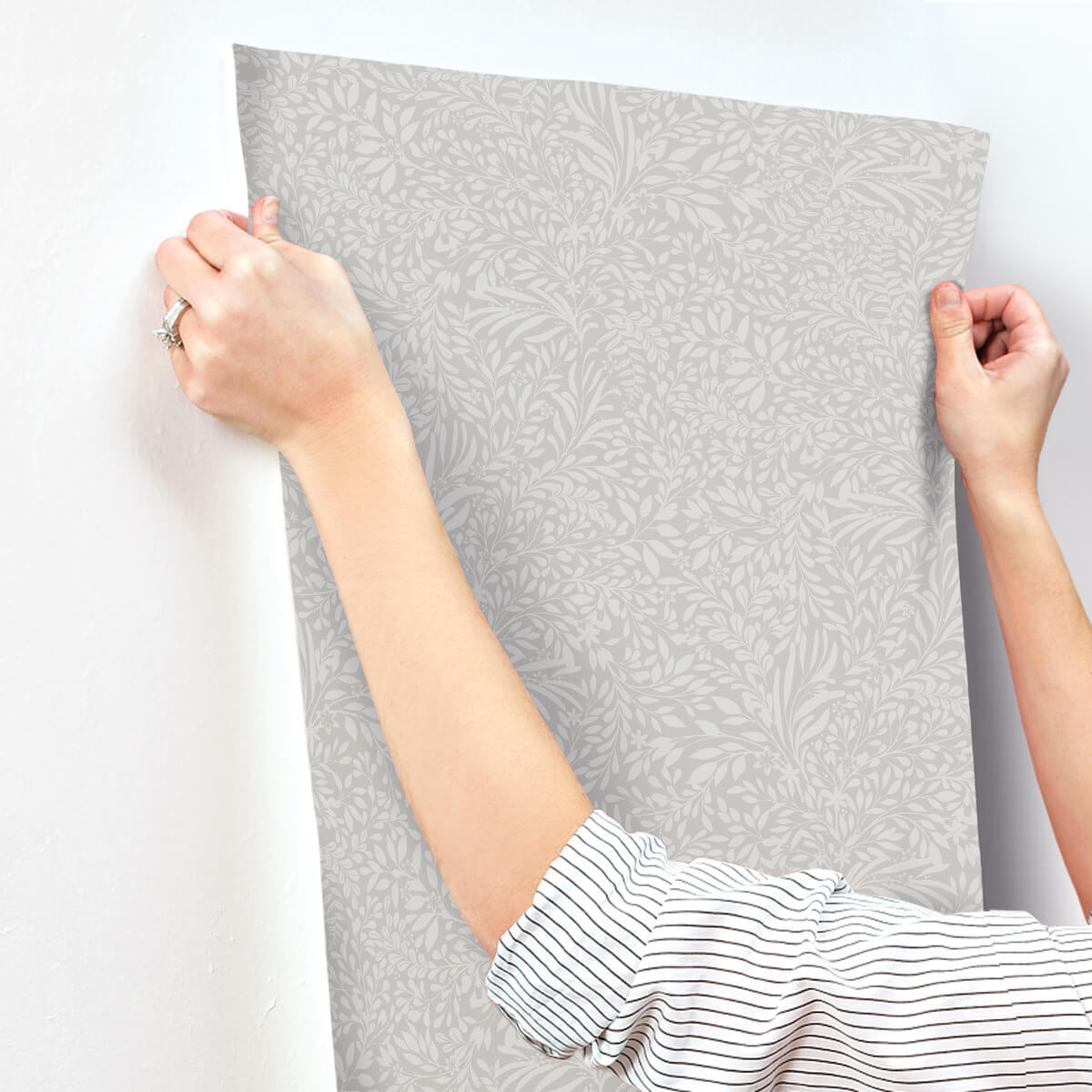 A-Street Prints Savanna Kristina Botanical Wallpaper Sample - Light Grey
