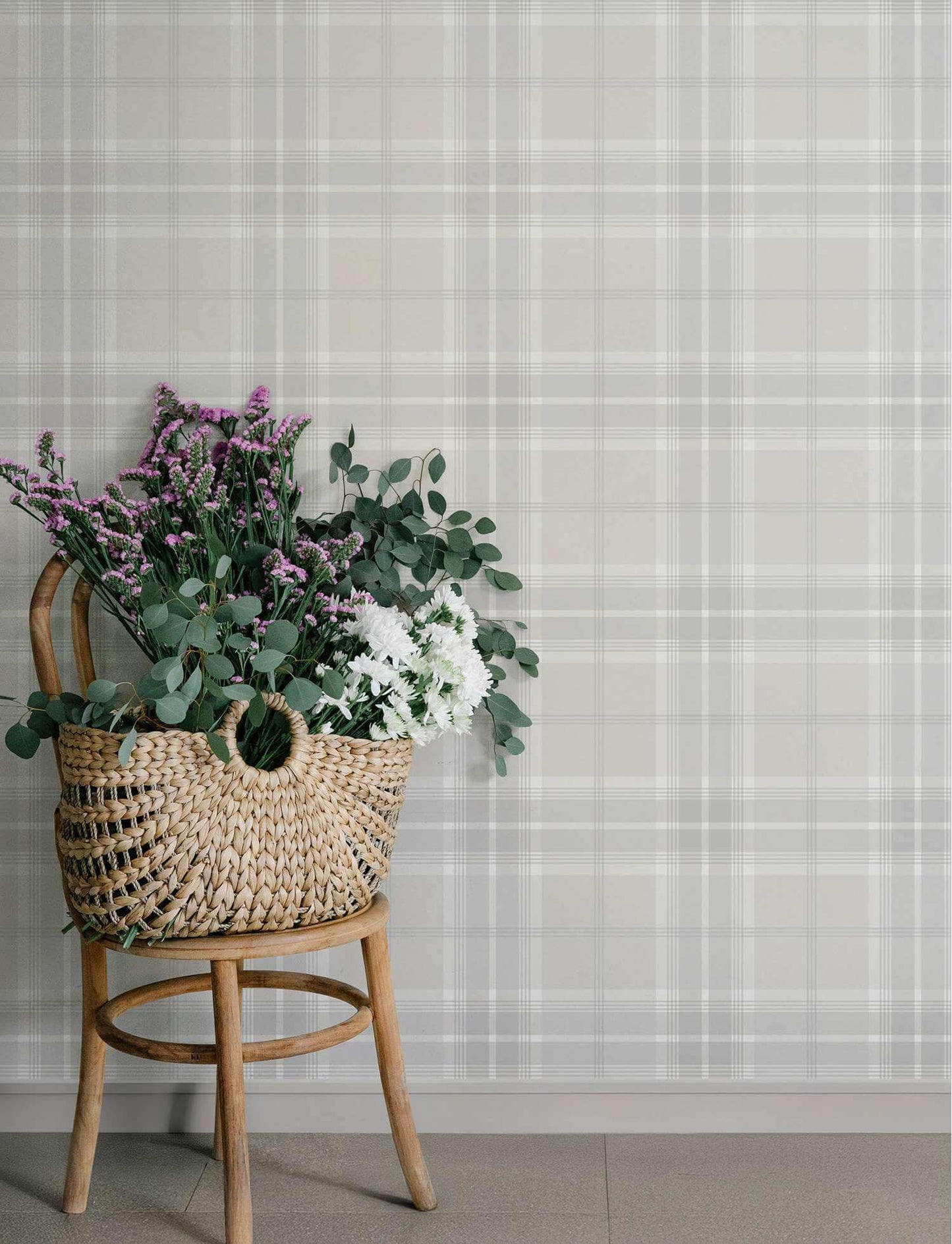A-Street Prints Savanna Emma Plaid Wallpaper Sample - Dove