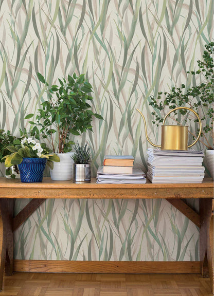 A-Street Prints Springhill Willoughby Wallpaper Sample - Green